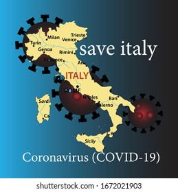 Coronavirus in Italy. Coronavirus novel (2019-nCoV), people in trouble. The concept of coronavirus quarantine vector illustration.