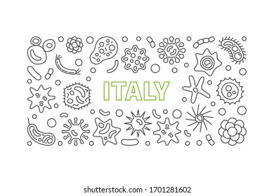Coronavirus in Italien Vektorillustration Minimalkonzept skizzieren horizontale Illustration oder Banner 