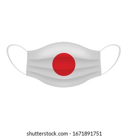 Coronavirus in Japan. Graphic of surgical mask with japanese flag. Novel coronavirus (2019-nCoV or CoVid-19). Medical face mask as concept of coronavirus quarantine. Coronavirus outbreak.