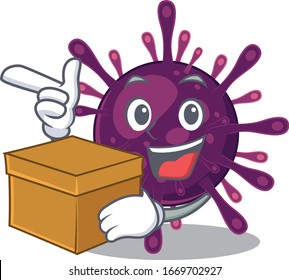 Coronavirus kidney failure cartoon design style having a box