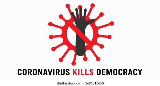 Coronavirus kills human rights and democracy conceptual vector illustration