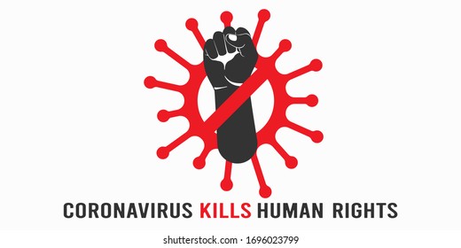 Coronavirus kills human rights and democracy conceptual vector illustration