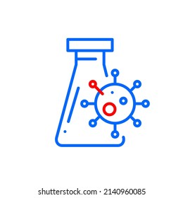 Coronavirus lab research. Pixel perfect, editable stroke icon