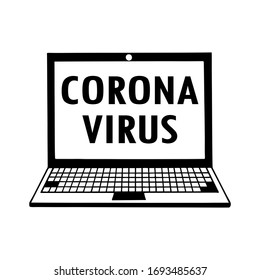 Coronavirus. laptop open. eps10 vector illustration. hand drawing