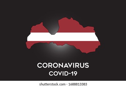 CoronaVirus in Latvia and Country flag inside Country border Map Vector Design. Covid-19 with Latvia map with national flag Vector Illustration.