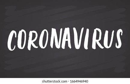 Grabado de Coronavirus. Ilustración vectorial en el fondo de la pizarra.