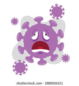 
Coronavirus with limp and purple face in a flat design style