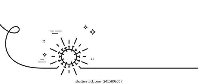 Coronavirus line icon. Continuous one line with curl. Covid-19 pandemic virus sign. Corona virus symbol. Coronavirus single outline ribbon. Loop curve pattern. Vector