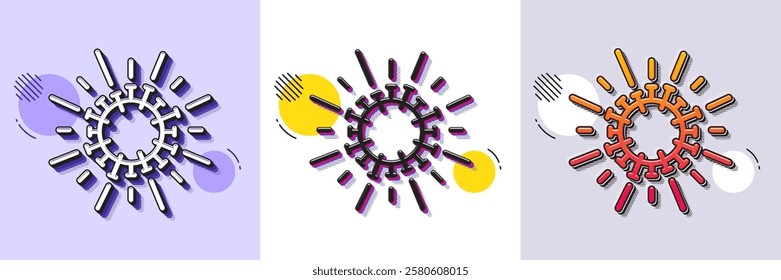 Coronavirus line icon. Halftone dotted pattern. Gradient icon with grain shadow. Covid-19 pandemic virus sign. Corona virus symbol. Line coronavirus icon. Various designs. Vector