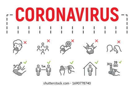 Coronavirus line icon set, illness symbols collection, vector sketches, logo illustrations, covid 19 icons, epidemic signs linear pictograms package isolated on white background