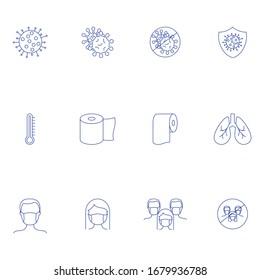 Coronavirus line icon set. for illustration of Wuhan, virus, outbreak, contagious, contagion, infection and more.