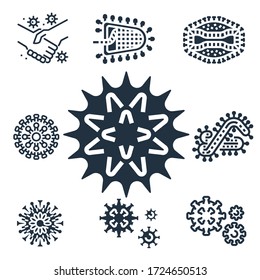 Conjunto de vectores de línea Coronavirus