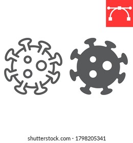 Coronavirus line icon, virus and covid-19, 2019-ncov sign vector graphics, editable stroke linear icon, eps 10