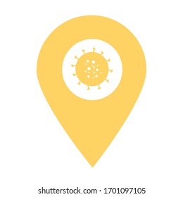 Coronavirus location map pin pointer icon. Element of map point for mobile concept and web apps. Icon for website design and app development. Premium virus icon sign