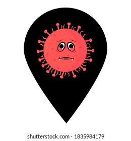 Coronavirus location map pin pointer icon. Element of map point for mobile concept and web apps. Icon for website design and app development. Premium virus icon sign.