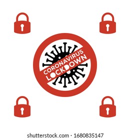 coronavirus lockdown symbol. Coronavirus pandemic puts countries on lockdown