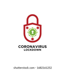 coronavirus lockdown symbol. Coronavirus pandemic puts countries on lockdown and Concept of Icon of Stopping Corona Virus