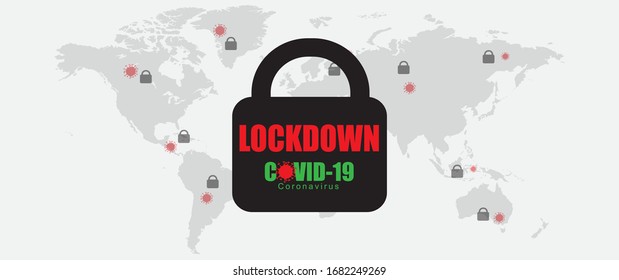 símbolo de bloqueo del coronavirus. La pandemia del coronavirus pone a los países en una situación de bloqueo. Concepto de bloqueo para brotes de virus 