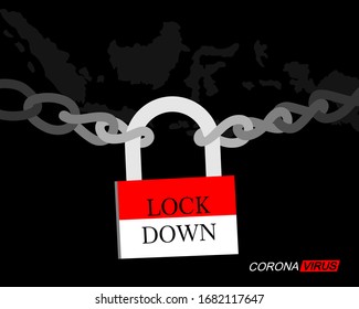 Corona Virus Locking Symbol. Das Corona-Sperrvirus hält das Land verschlossen. Schlüsselkonzepte für Virusausbrüche Fahndungsvektor.