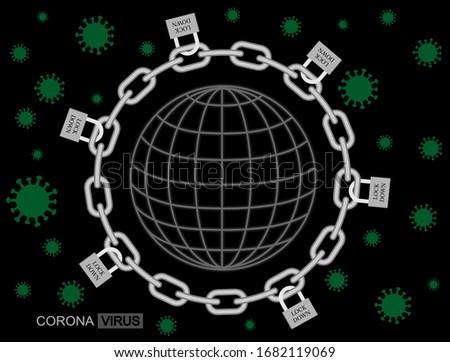 Coronavirus Locking symbol. the corona lockdown virus keeps the country locked. Key concepts for virus outbreaks