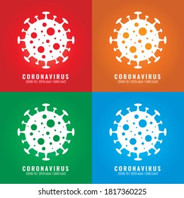 Coronavirus logo concept in a multi-colored Square background. Vector Illustration.