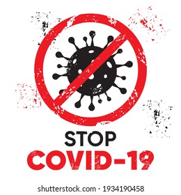 Coronavirus logo concept. Novel Coronavirus stop icon. COVID-19 disease image with black text. SARS pandemic red symbol Isolated graphic design template. Creative nCOV outbreak sign with typography