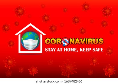 Coronavirus logo. Corona virus attack. Stay home & keep safe form corona virus. Covid-19. Wuhan virus disease, virus infections prevention methods infographics. Infographic, symbol & how to prevent.