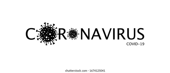 Coronavirus Logo. Coronavirus Covid-19. Logo Coronavirus with bacteria, isolated on white background. Vector iilustration.