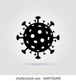 Coronavirus logo icon black on a gray background with soft shadow