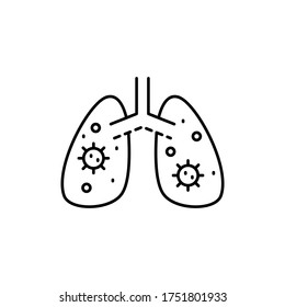 Coronavirus, icono de pulmones. Línea simple, contorno de elementos vectores de iconos de pandemia viral para ui y ux, sitio web o aplicación móvil