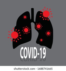 Coronavirus. The lungs are infected. Vector graphics.