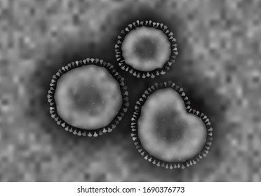Coronavirus macro illustration. COVID-19 microscope view representation of deadly pathogen infection and worldwide pandemic agent
