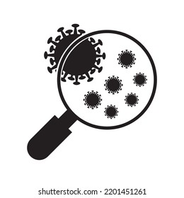 Icono de la herramienta de búsqueda de ampliación de Coronavirus | Ilustración del vector negro |
