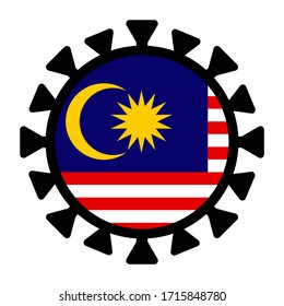 Coronavirus Malaysia flag on white background. Covid-19 medical infection icon. 2019-ncov virus epidemic concept illustration. 