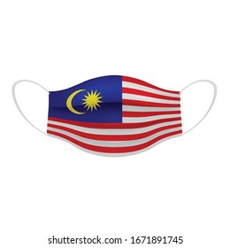 Coronavirus in Malaysia. Graphic of surgical mask with malaysian flag. Novel coronavirus (2019-nCoV or CoVid-19). Medical face mask as concept of coronavirus quarantine. Coronavirus outbreak.