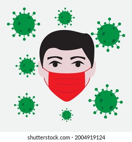 Coronavirus with man use medical mask vector