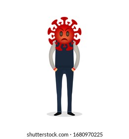 Coronavirus man. Man with a virus head. COVID-19