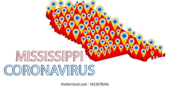 coronavirus map of infections in Mississippi.Covid-19 Coronavirus concept with a map of the earth in the background.vector illustration.No Infection and Stop Coronavirus Concepts.