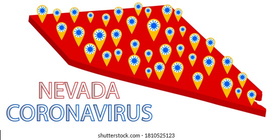 coronavirus map of infections in Nevada.Covid-19 Coronavirus concept with a map of the earth in the background.vector illustration.No Infection and Stop Coronavirus Concepts.