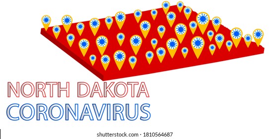 coronavirus map of infections in North Dakota.Covid-19 Coronavirus concept with a map of the earth in the background.vector illustration.No Infection and Stop Coronavirus Concepts.