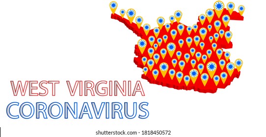 coronavirus map of infections in West Virginia.Covid-19 Coronavirus concept with a map of the earth in the background.vector illustration.No Infection and Stop Coronavirus Concepts.