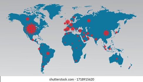 Coronavirus map live updates for global .the prevalence of confirmed cases in the world of the Coronavirus .illustration vector .