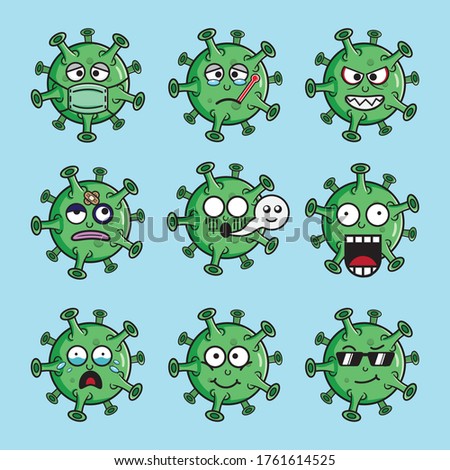 Coronavirus Mascot Characters With Cute Expressions