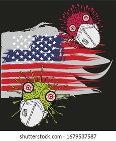 arte vectorial de diseño gráfico de coronavirus y máscara