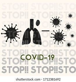 Coronavirus medical poster. Virus and lungs icons - Vector illustration