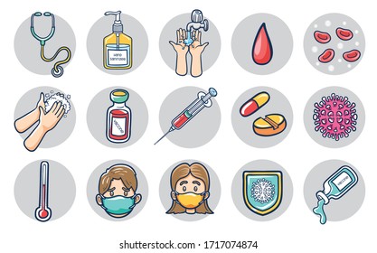 coronavirus and medicine healthy icon illustration