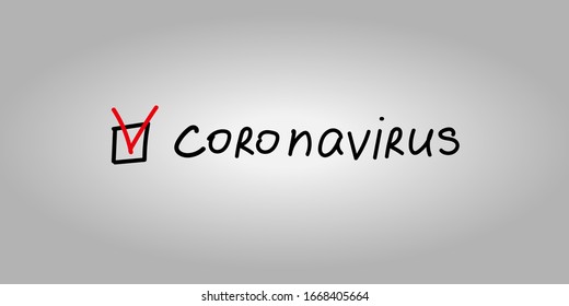 Coronavirus message. Vector illustration. Text with check box on white background. Web banner, print design