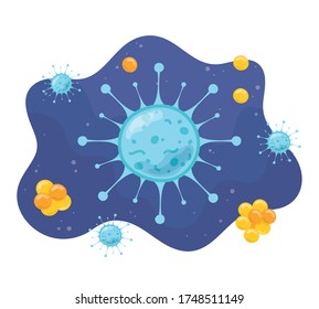 coronavirus microscopic cell bacteria and virus microorganism, disease infection vector illustration
