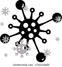 Coronavirus Microscopic View concept, Coronavirus 2019-nCoV on white background, Medical concept of a pandemic with dangerous cells Covid-19 Vector Glyph Icon design