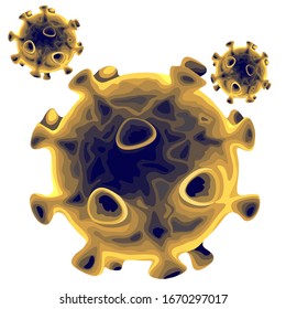 Coronavirus microscopic view of Covid-19 infection vector illustration isolated on white 